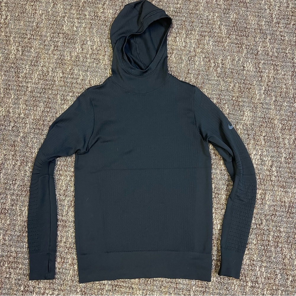 Nike Dri-Fit Women's Cowl Neck Long Sleeve Ribbed Hooded Sweatshirt Black Medium